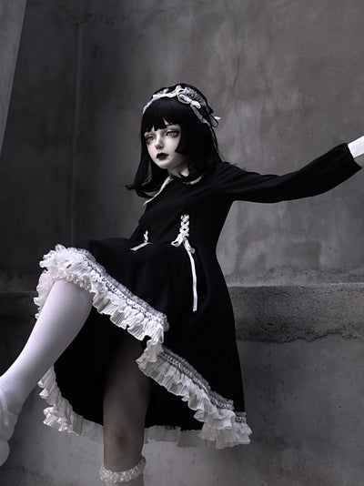Blood Supply~Absolute Obedience~Gothic Lolita Maid Lace OP S pointed collar maid OP 