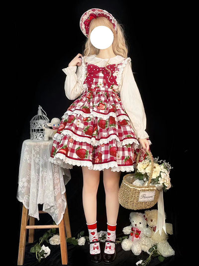 Alice Girl~Sweet Plaid Lolita Salopette Dress   