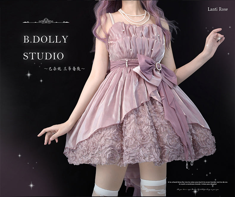(Buyforme) Baduoni~Pink Red CLA Large Bow Lolita Jumper Dress   