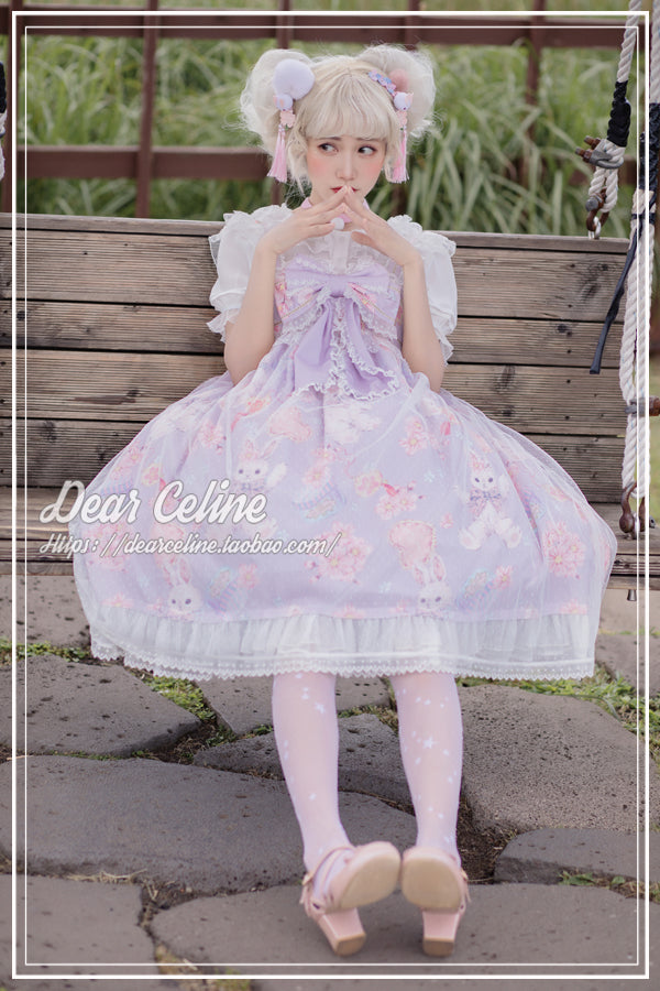Dear Celine~Sakura Rabbit High Waist Wa Lolita JSK S light purple 