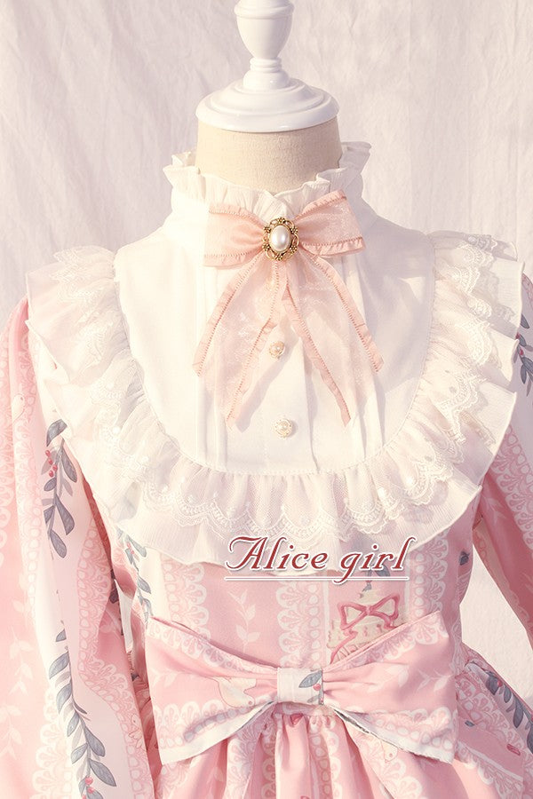 Alice Girl~Dream in Cage~Birds Flowers Print Sweet Lolita Dress   