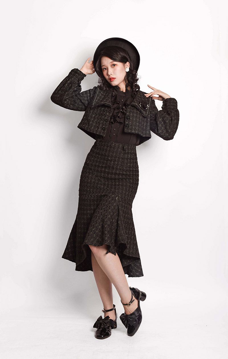 ZeeYe~French Romantic Irregular Mermaid Lolita Skirt XS black short SK 