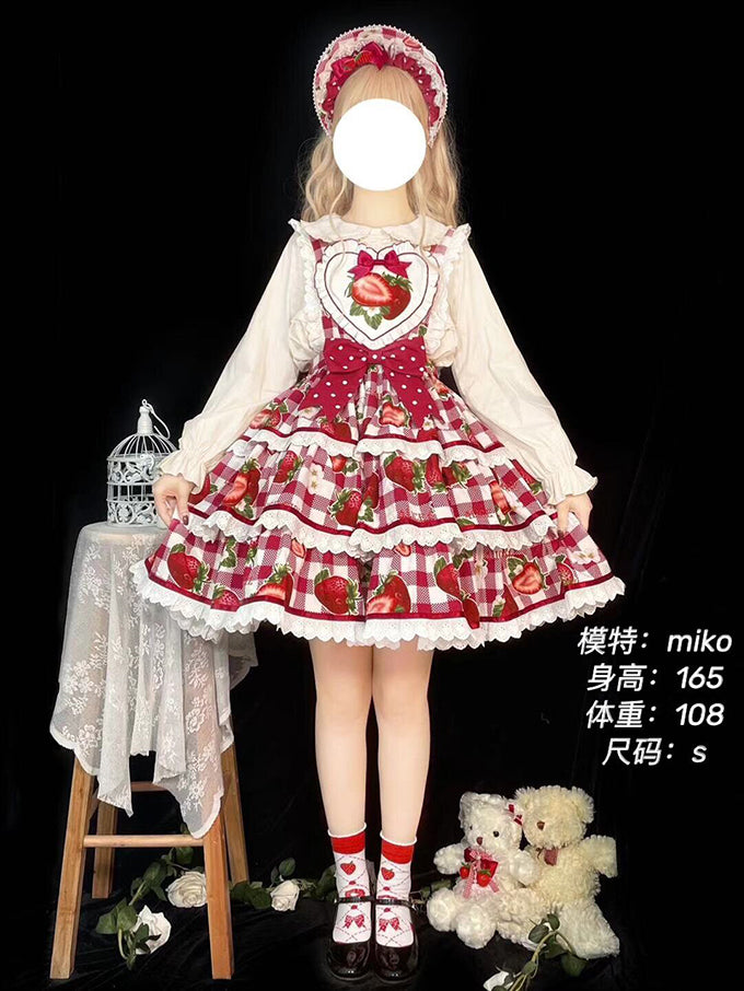 Alice Girl~Sweet Plaid Lolita Salopette Dress   