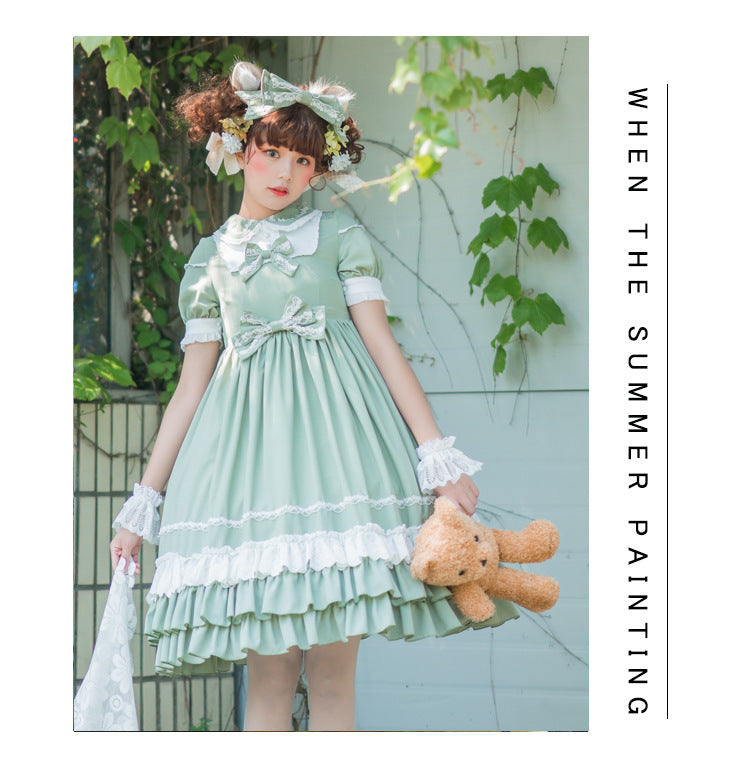 Eieyomi-Miss Dandelion~Fresh Green Lolita OP Dress   