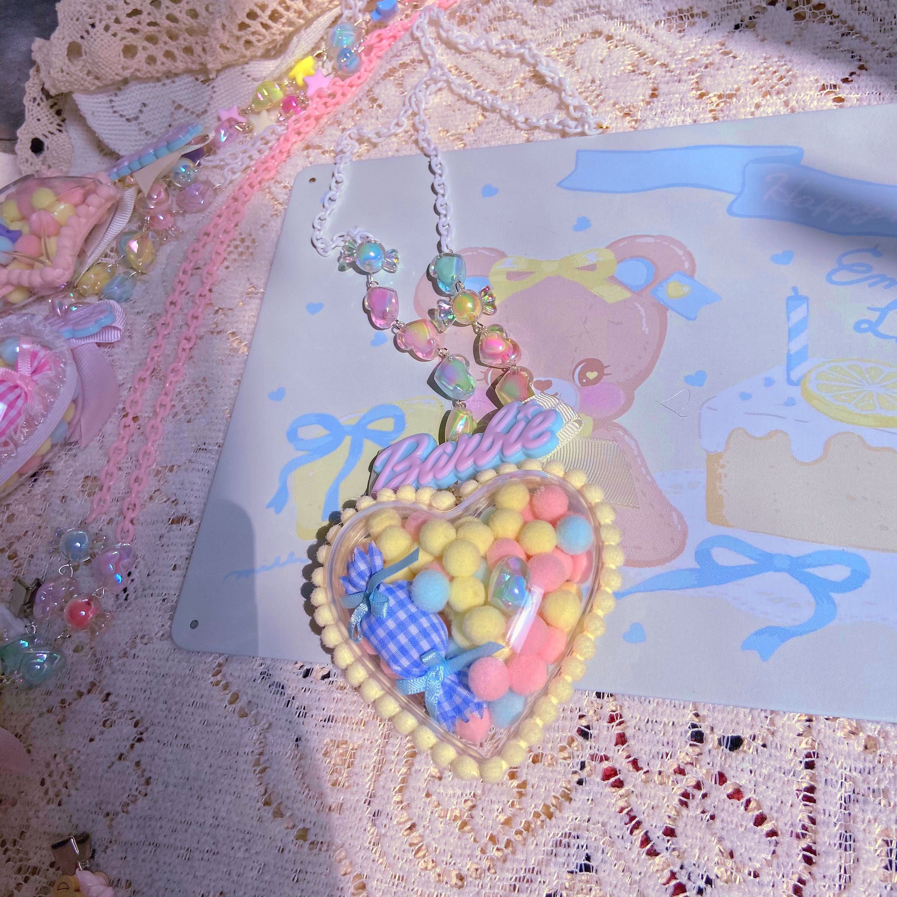 Bear doll - Sweet Lolita Handmade Necklace light yellow heart