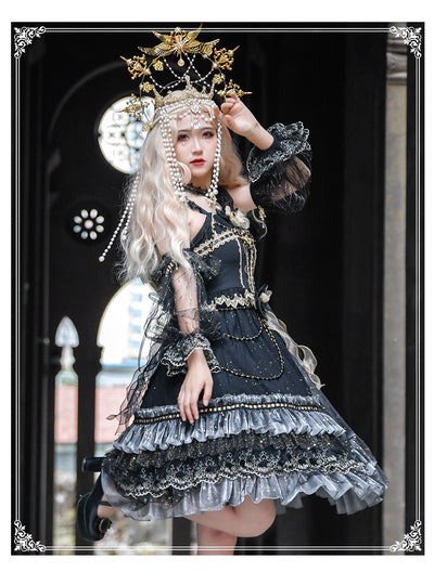 YingLuoFu Star Night Gothic Darkness Luxurious Lolita JSK   