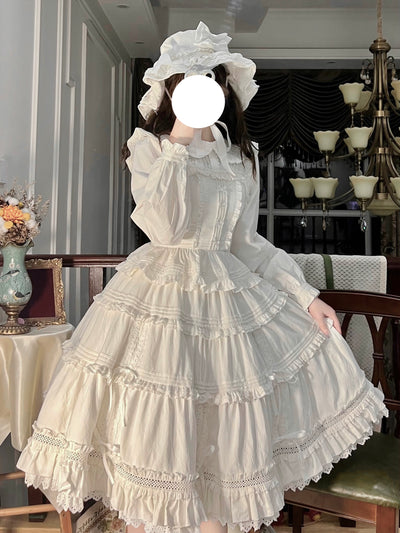 Little Dipper~Gone with the Wind~Tiered Ruffle Sweet Lolita SK Multicolors S white (short version) 