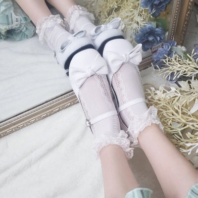 Sosic~Kawaii Lolita Bow Falt Shoes 34 white 