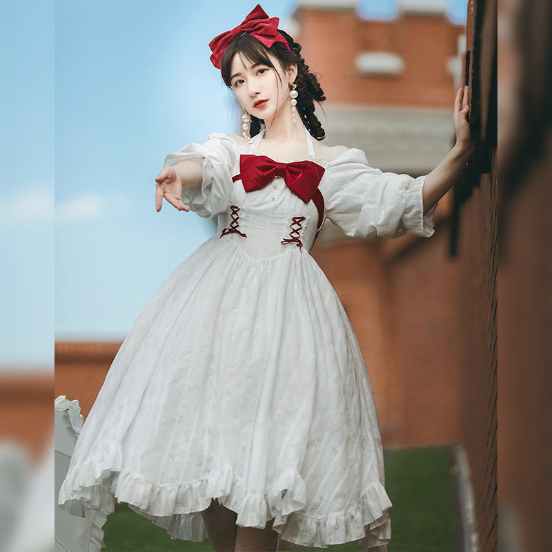 With PUJI - Romantic Dating - Halter Neckline Lolita OP Dress