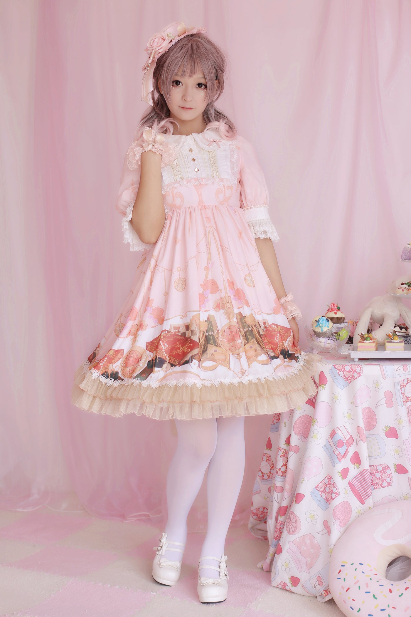 Strawberry Witch~Clock Adventures~Casual Lolita OP Dress S pink 