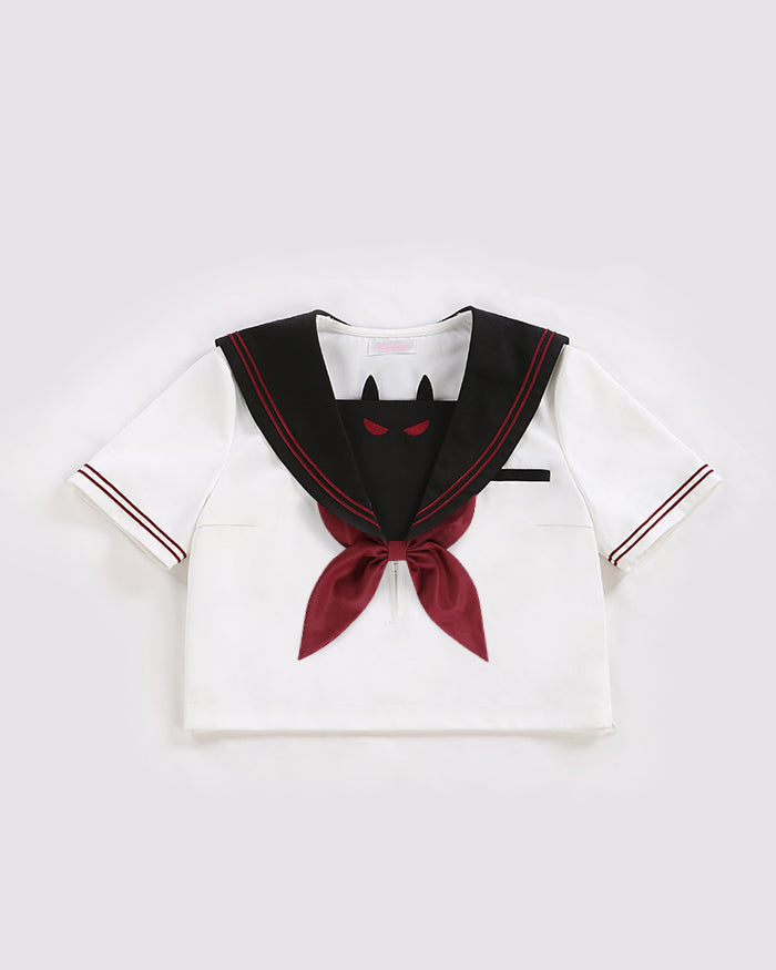 (Buyforme)To Alice~JK Lolita Kawaii Devil Embroidery Top Skirt Lolita top+tie(size 1)  