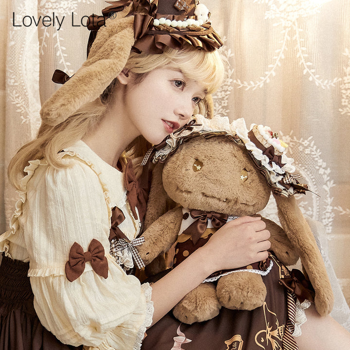 LovelyLota~KOKO Chocolate Rabbit~Furry Bunny Lolita Bag cake hat (separate)  
