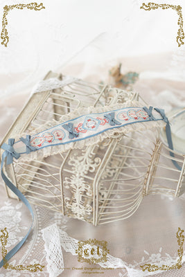 (Buy for me) CEL Lolita~Porcelain Teaparty~Embroidery Lolita Headress, Brooch and Bag Accessory blue hairband  