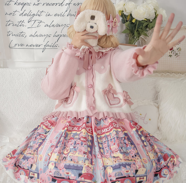 MIST~Beating Heart~Sweet Lolita Thick Sweater Coat Puff Sleeve   