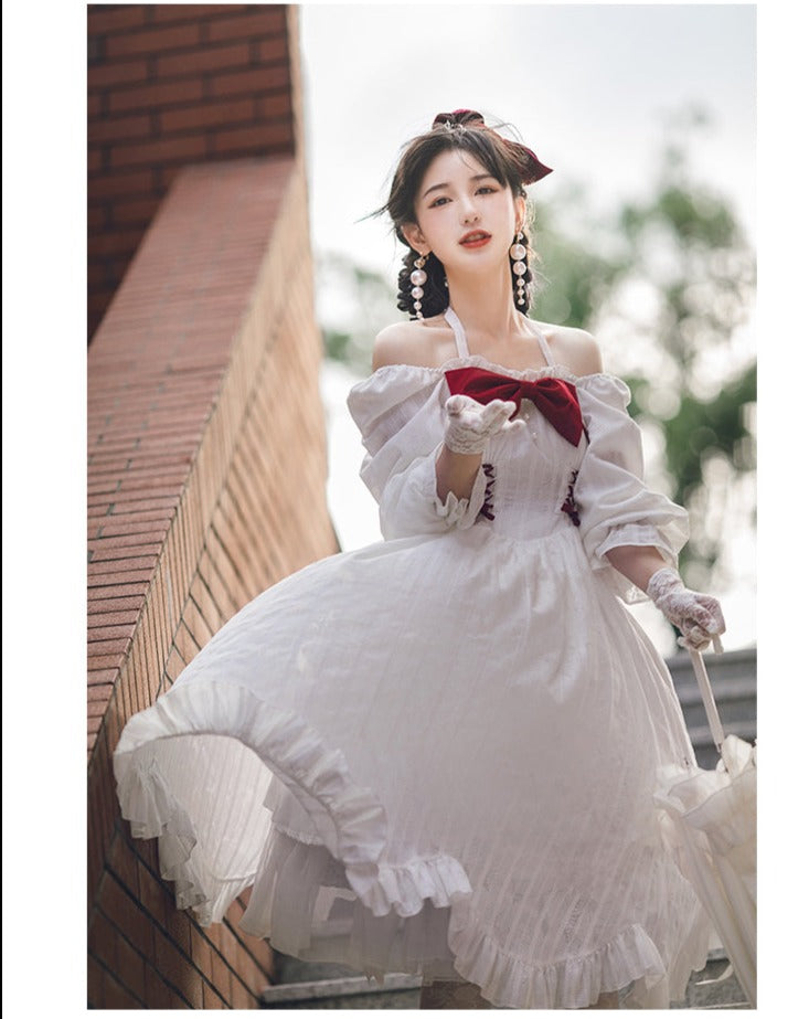 With PUJI - Romantic Dating - Halter Neckline Lolita OP Dress