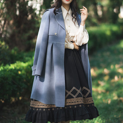 Yuansu~To Early Winter~Multicolors Lolita Winter Overcoat S gray blue thin version 