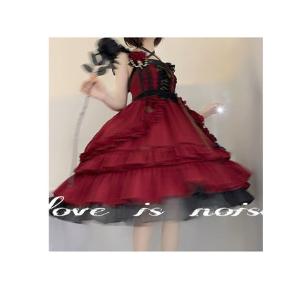 Neverland~The Memoirs of Samuel~Gothic Lolita Dark-theme Red JSK   