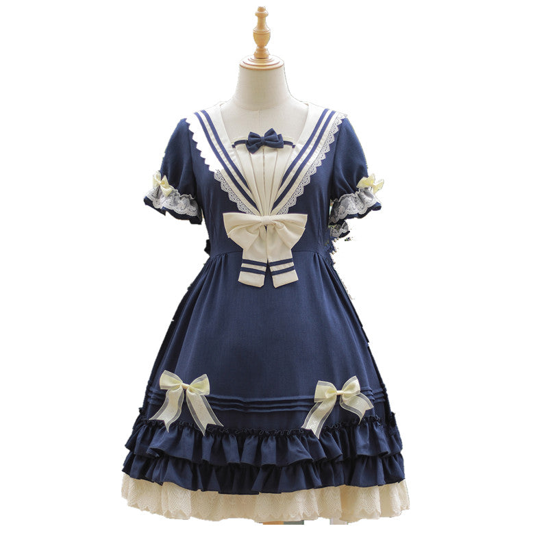 Strawberry Witch - Long Sleeve Sweet Lolita OP XS navy blue
