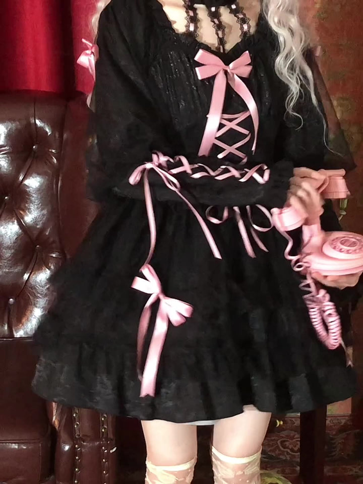 Eieyomi~Love Prelude~Gothic Lolita Long Sleeve OP black S 