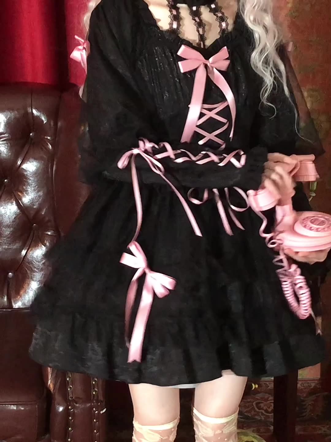Eieyomi~Love Prelude~Gothic Lolita Long Sleeve OP black S 