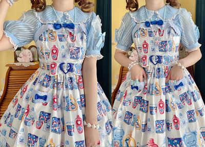 (Buyforme)Cat and Campanula~Star Candy~Stripes Cotton Lolita Shirt   