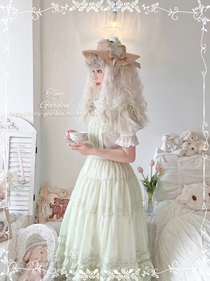 Tiny Garden~Swallowtail Butterfly~Elegant Lolita Salopette Multicolors flying sleeve long version-L light cyan 