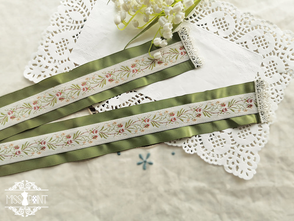 Miss Point - The Sally Gardens - Multicolors Ribbon Lolita Sash woven pattern sash A