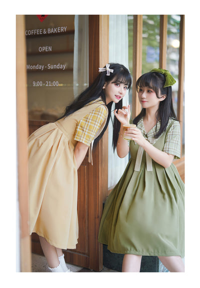EESSILY~Macaron Waffle~Kawaii Lolita Short Sleeve Summer OP   