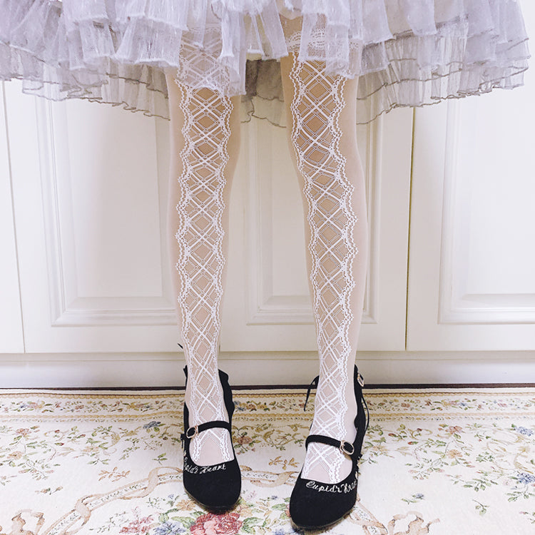 Ruby Rabbit - 20D Velvelt Lolita Tights Collection One Size (Suitable for height 59.1"-70.9") candy white