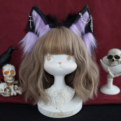 (Buyforme) Meow three times~Halloween Vampire Wolf Ear Lolita KC purple X black  