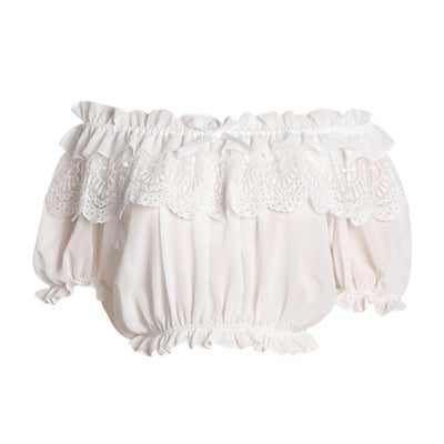 ZhiJinYuan - Elegant Lolita Shirt Open Shoulder Blouse One Size white