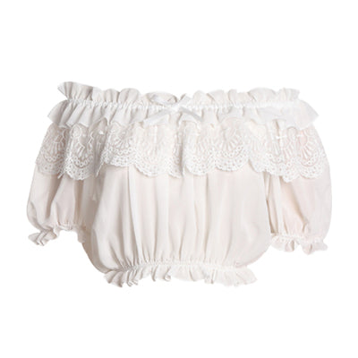 (Buy for me) ZhiJinYuan~Elegant Lolita Open Shoulder Blouse free size white 
