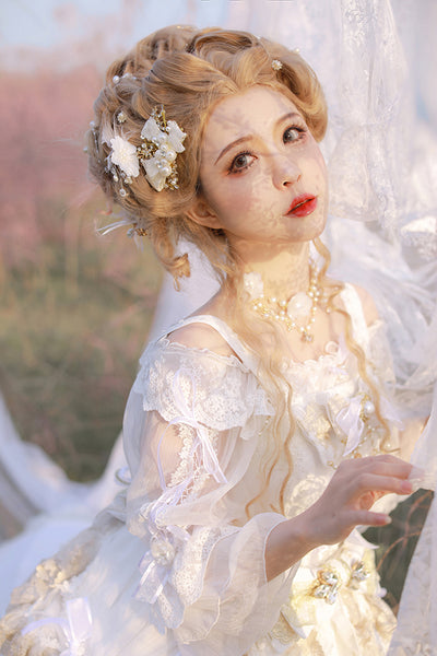 (Buyforme) Dawn and Morning~Flower Wedding Fairy Lolita JSK L white + gold 