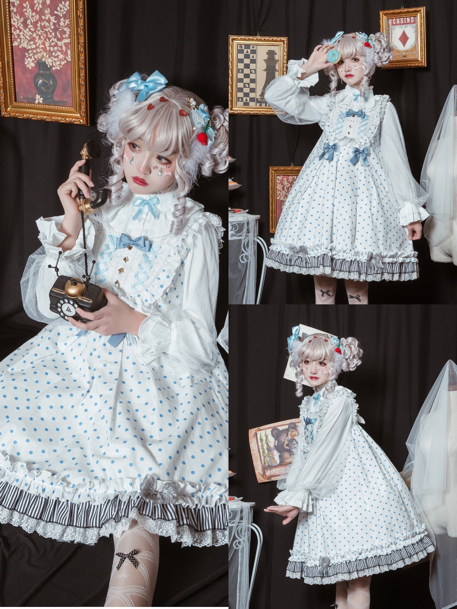 Kencrlo - Dim Moonlight - Classic Lolita Chiffon Yarn Inner Blouse 7434:80180