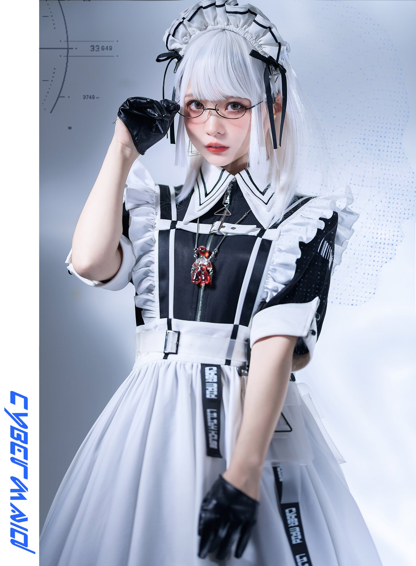 (Buy for me) LilithHouse~CyberMaid~Black and White Lolita Headband white  