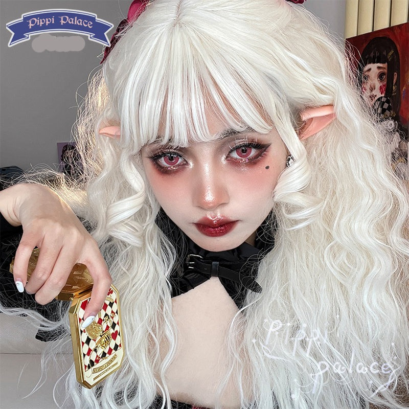 Pippi Palace lolita Curly Wig White Air Bangs 42Lolita