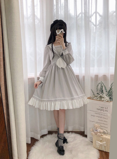 EESSILY~Shimmer Dust~Sailor Collar Lolita OP Dress   