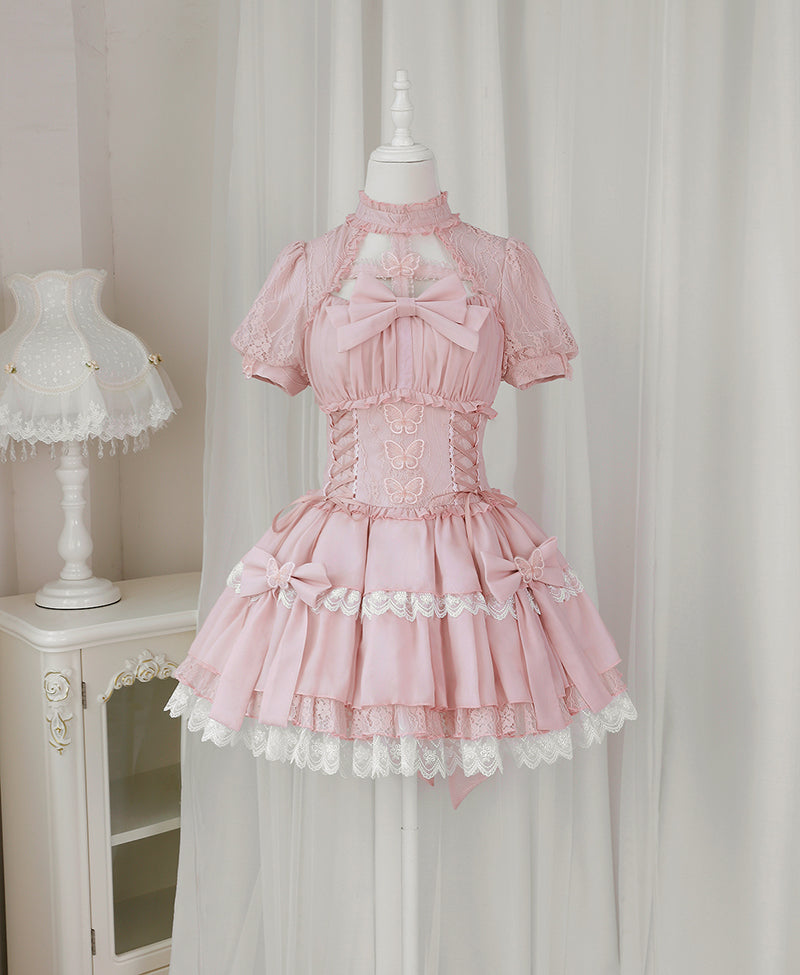 Your Princess - Cross Dream - Sweet Lolita Lace Pink OP Dress S pink