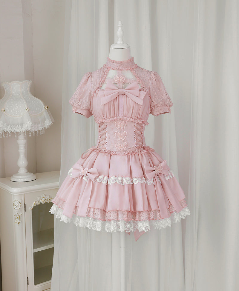 Your Princess~Cross Dream~Sweet Lolita Lace Pink OP Dress S pink 