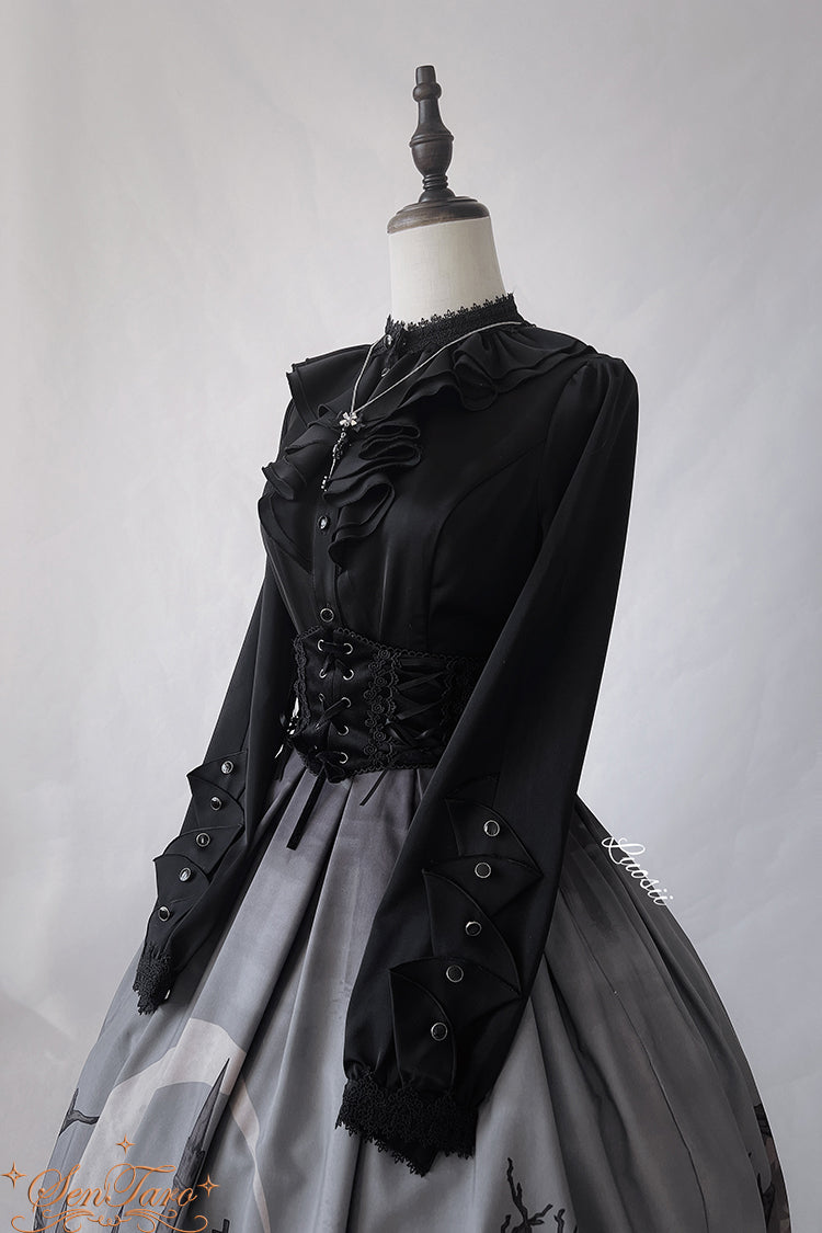 Sentaro - Dark Forest - Elegant Baroque Lolita Blouse S black