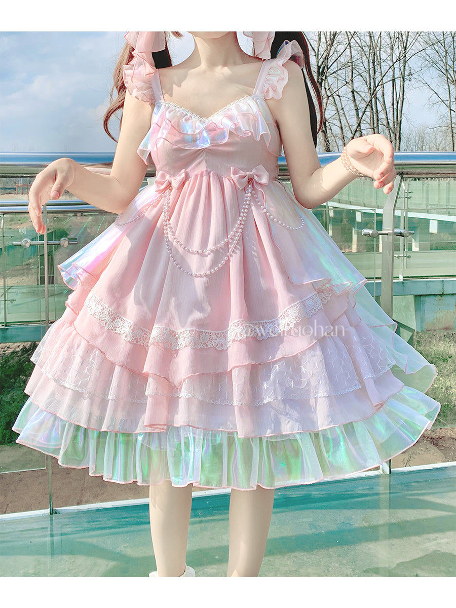 (Buy for me)ZhiJinYuan~Estelle~Sweet Lolita Summer Colorful JSK S pink JSK 