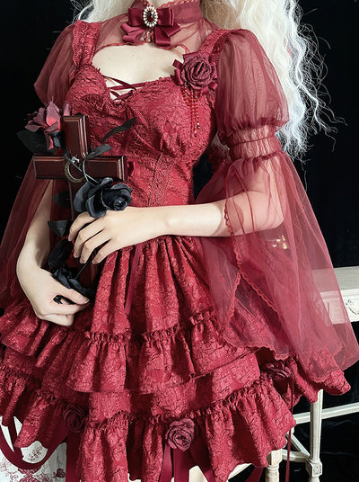Alice Girl~Gothic Lolita Bolero~Blood Rose Long Sleeve Bolero   