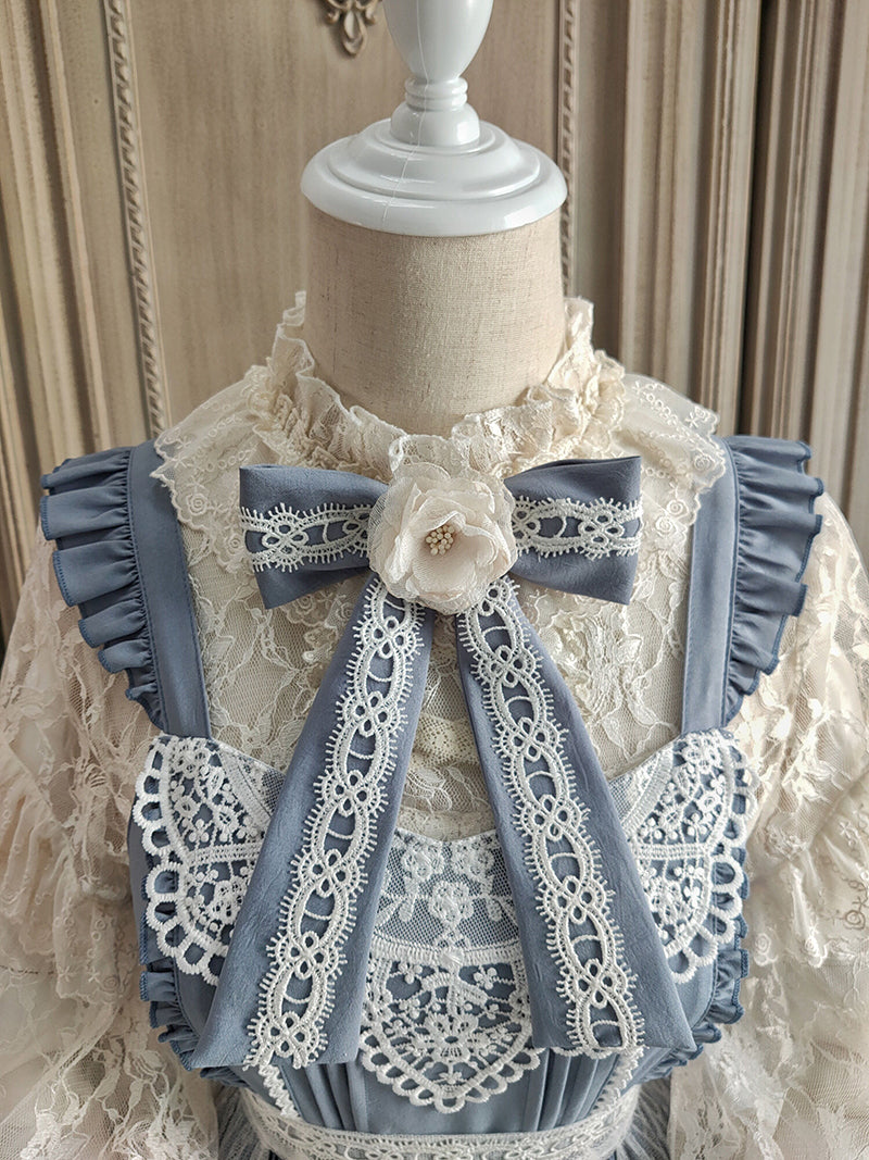 Alice Girl~Blouse Collar Bow~Camellia Blooms Lolita Accessory blue  