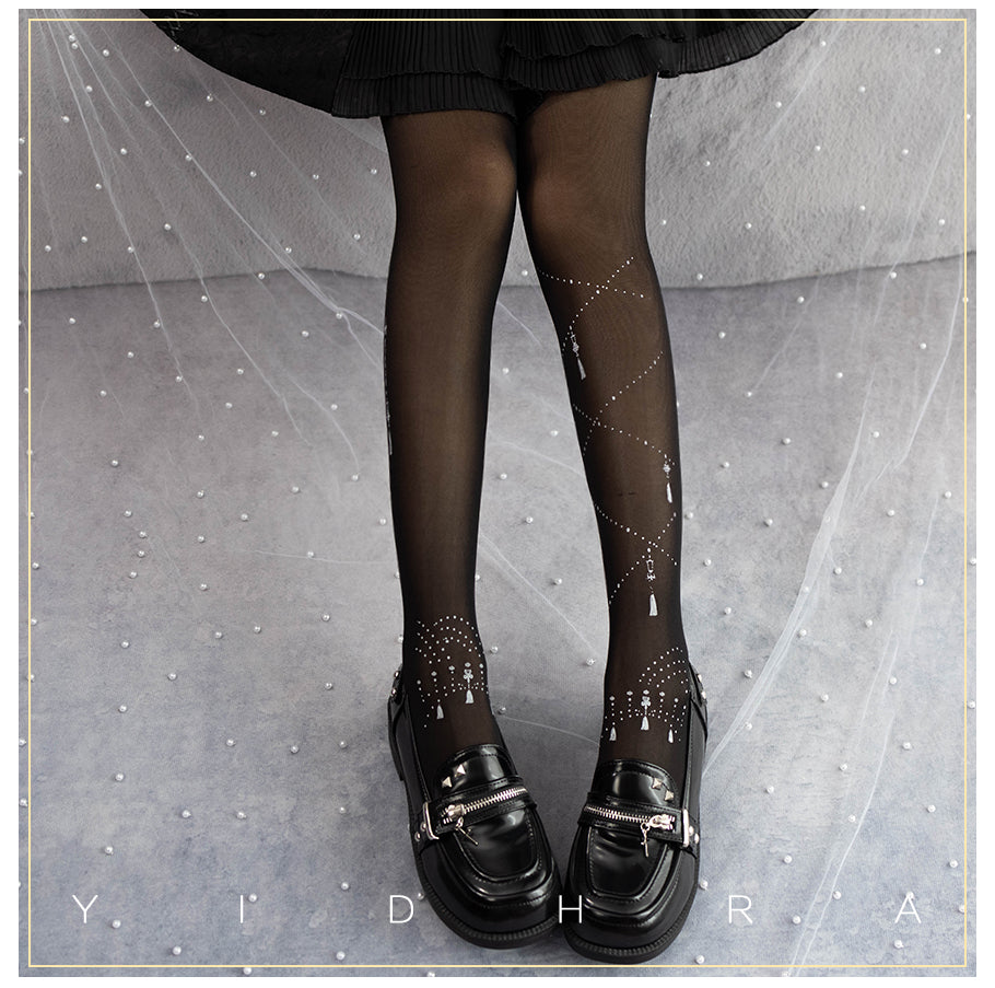 Yidhra - Song and Lights - Lolita Tights One Size black and white