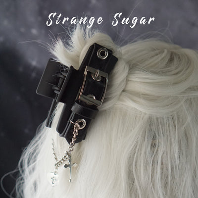 Strange Sugar - Gothic Lolita black Alloy Clip With Chains option #1