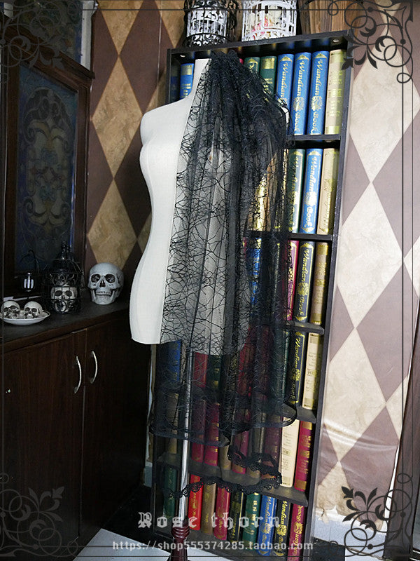 Rose Thorn - Holy Cross - 12 Colors Lolita Halloween Witch Hat double layer long veil