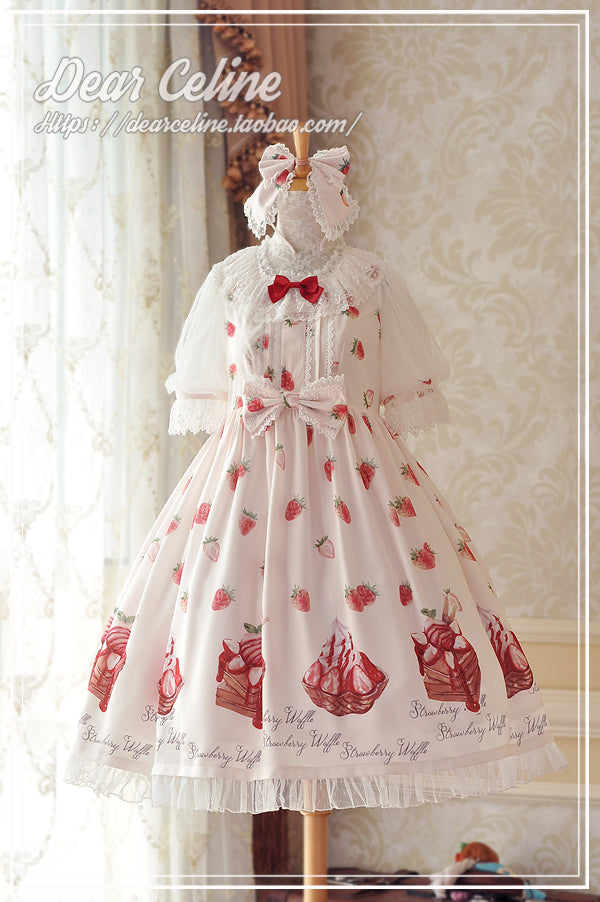 Dear Celine~Strawberry Ice Cream Lolita OP Dress S milk white 