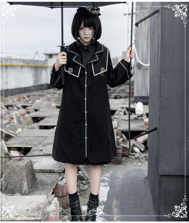 Eieyomi~Dark-themed Gothic Lolita Thick Coat S black 