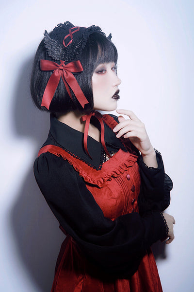 Strange Sugar~Handmade Gothic Lolita Black Red Hairband   