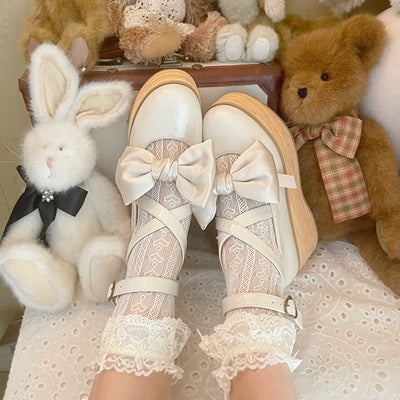 (Buy for me) MODO~Multicolors Sweet Lolita Bow Platform Shoes 34 white 